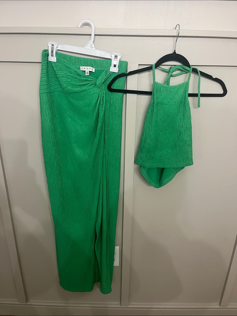Green Two-Piece Beach Skirt/ Halter Top Set